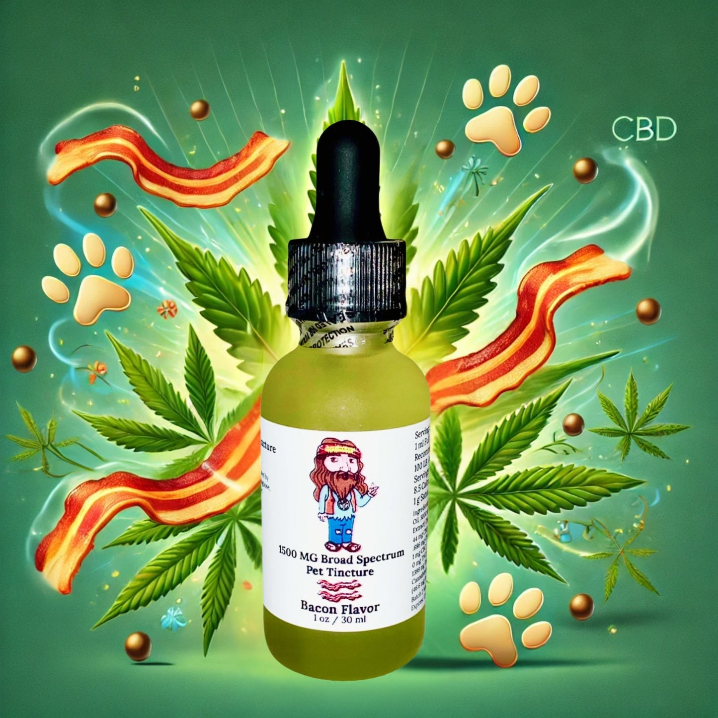 1500mg Broad Spectrum Pet Tincture Bacon Flavor