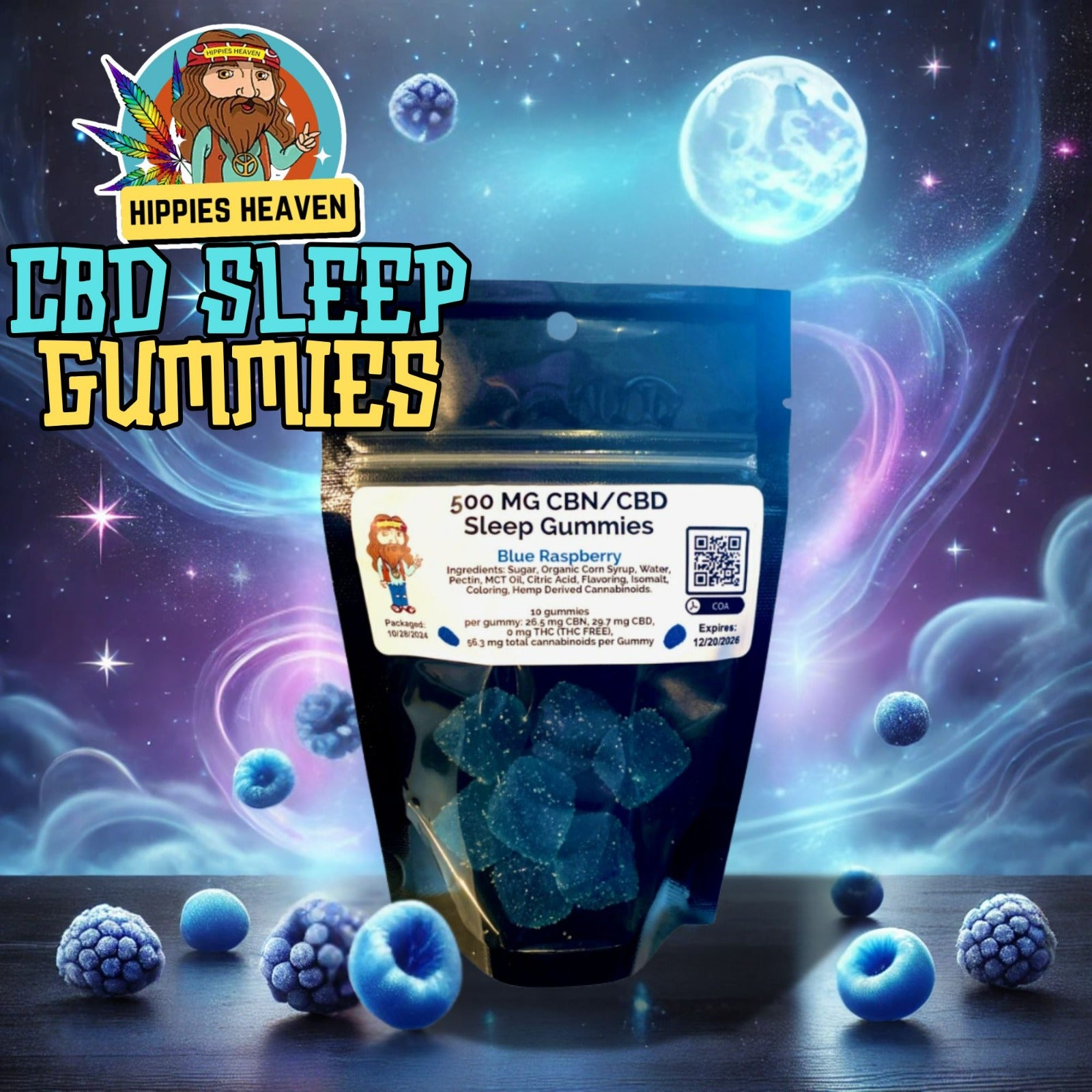 CBD nighttime sleep gummies - 10 count Hippies Heaven CBD Wellness